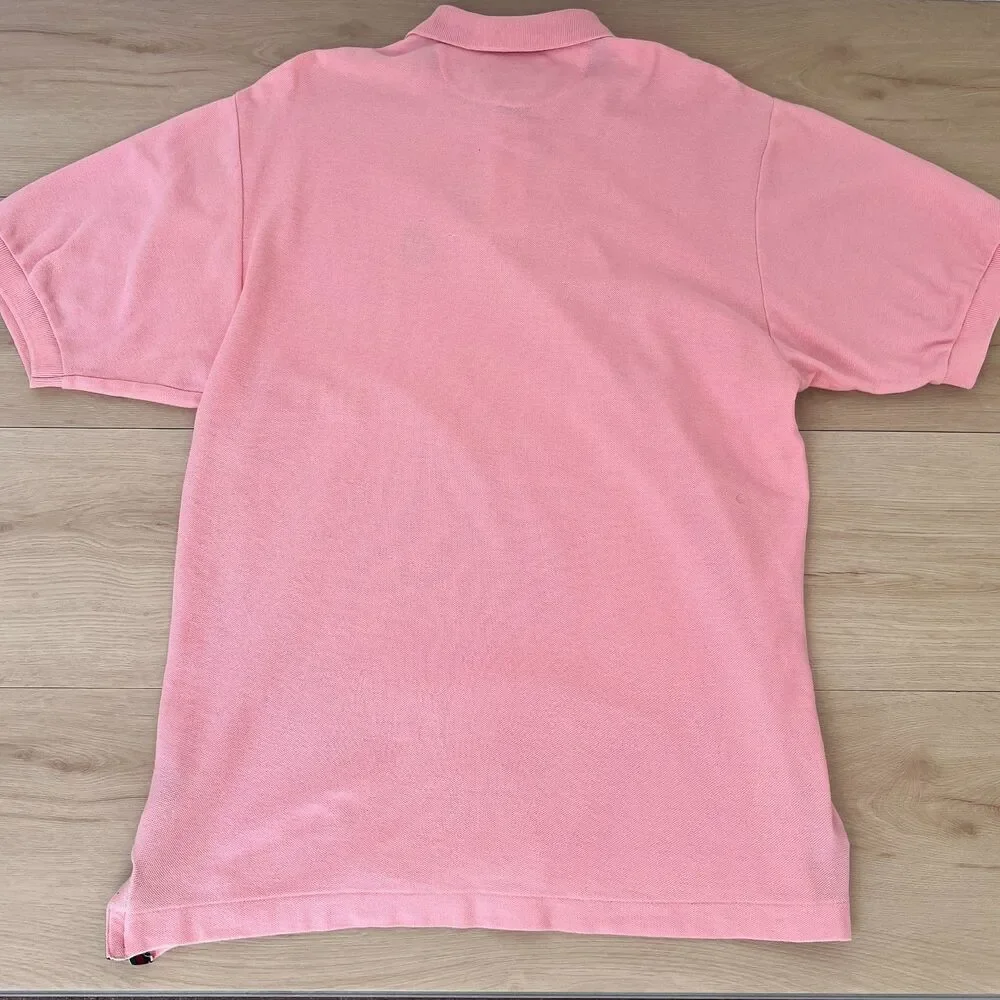 Vintage 90s Chaps Ralph Lauren 100% Cotton USA Made Pink Polo Shirt Size Medium - Picture 3 of 15